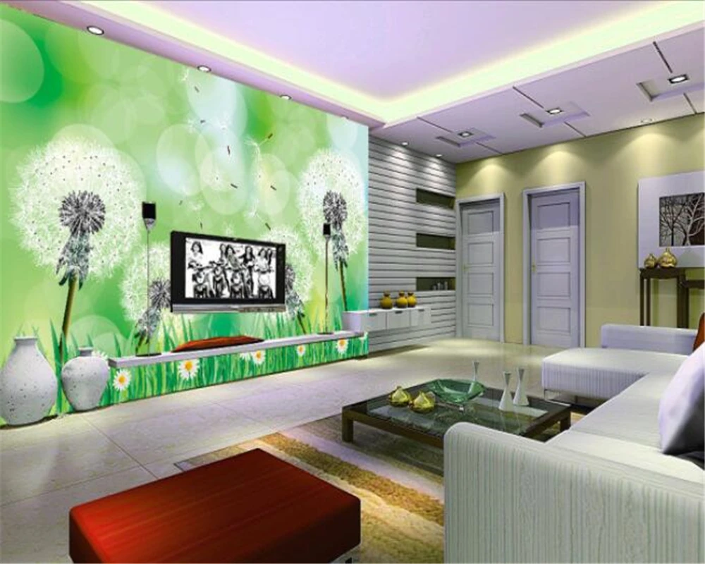 Modern Home Background Decorative 3D Wallpaper Simple Dream Dandelion TV Wall Painting Photo wallpaper Beibehang | Обустройство дома