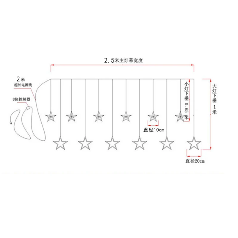 Светодиодная гирсветильник со звездами и пентаграммой 220 В IP44 2019|holiday lights|christmas