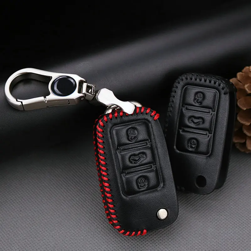 Кожаный чехол для автомобильного ключа с брелком Skoda сиденья Volkswagen VW Golf Passat Polo Jetta