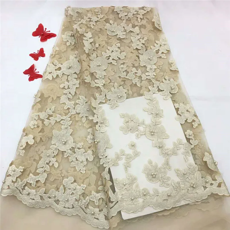 2018 Latest White French Nigerian Laces Fabric High Quality Tulle African Wedding Lace H1219 | Дом и сад