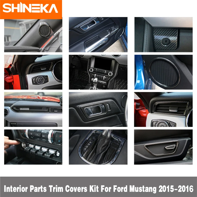 Внутренние молдинги SHINEKA для Ford Mustang 2015-2016 комплект наклеек из углеродного