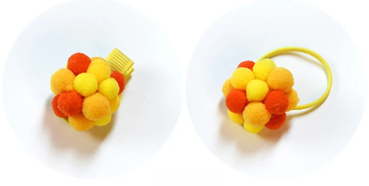 Orange Set 2 шт./лот, мини пушистые шарики, помпон для волос, резинка для волос, веревка, конский хвост, держатель, заколка для волос, шпильки, аксессуары для волос, HT064 - Цвет: Orange Set