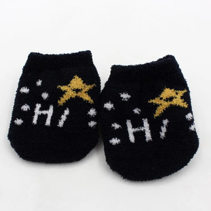 Black Новые детские носки для малышей с героями мультфильмов, толстые бархатные нескользящие носки-тапочки для малышей - Цвет: Black
