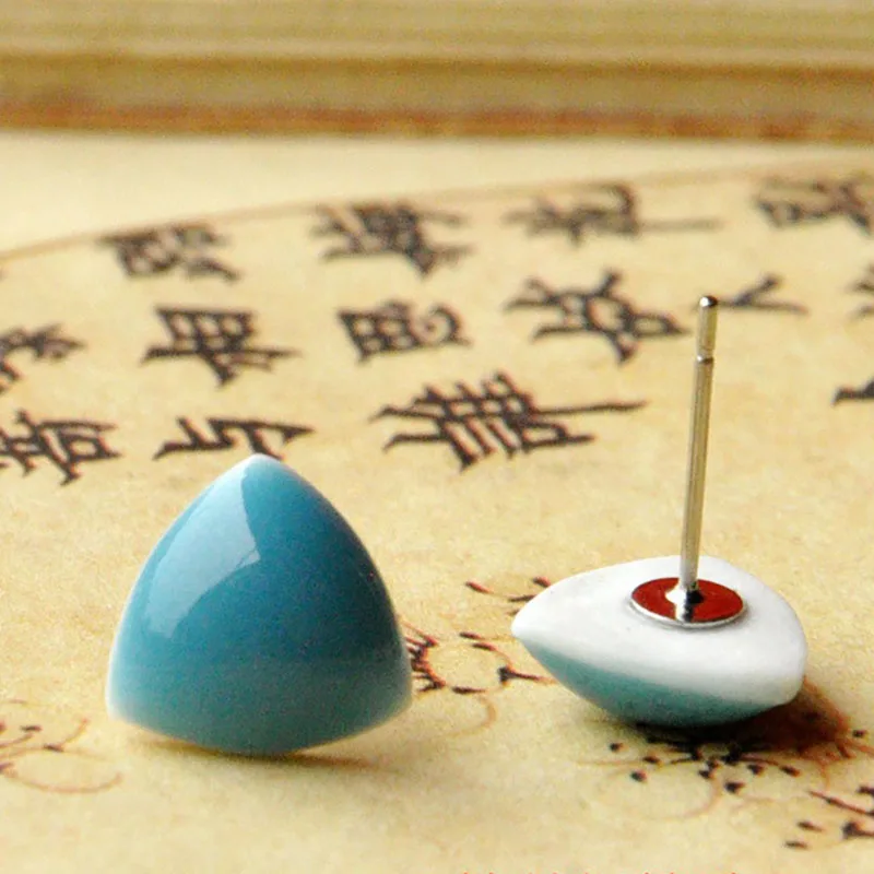 Керамические серьги треугольная серьга гвоздик для женщин и мужчин фарфор уха