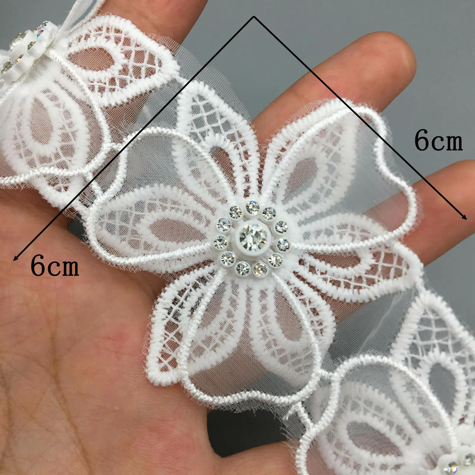 20X кружевная ткань для платья Алмазный 3D цветок отделка вышитый цвет украшение
