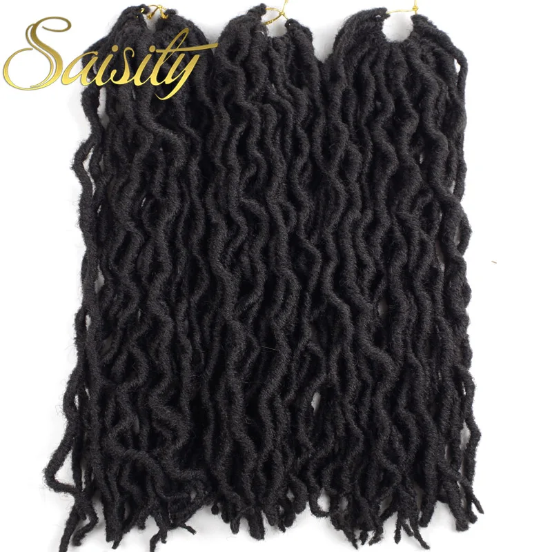 Saisity 18inch 24Strands Synthetic Ombre Faux Locs Curly Crochet Hair Extensions Soft Braids Dread hair |