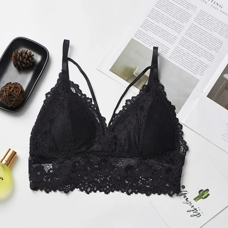 Модный бюстгальтер без косточек, беспроводной бюстгальтер на груди, Женский бесшовный кружевной короткий топ сексуальный бюстгальтер