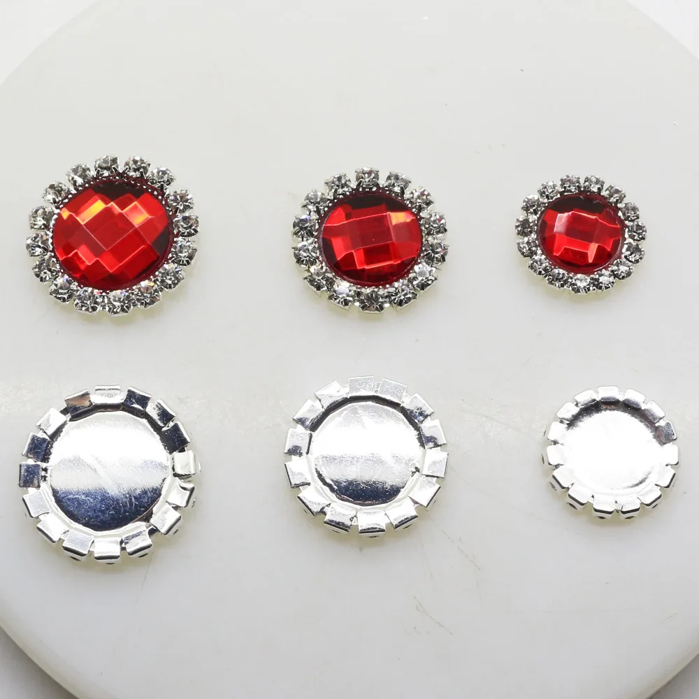 10 шт./лот красный шесть стиль стеклянные стразы с плоской задней частью кнопки
