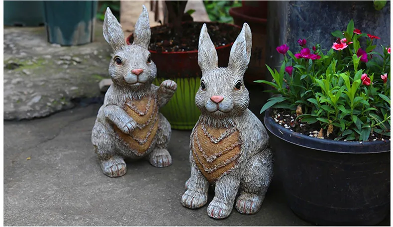 Resin Art Decoration Cartoon Sculpture Decoration Simulation Animal Rabbit Garden Decoration Outdoor Oraments