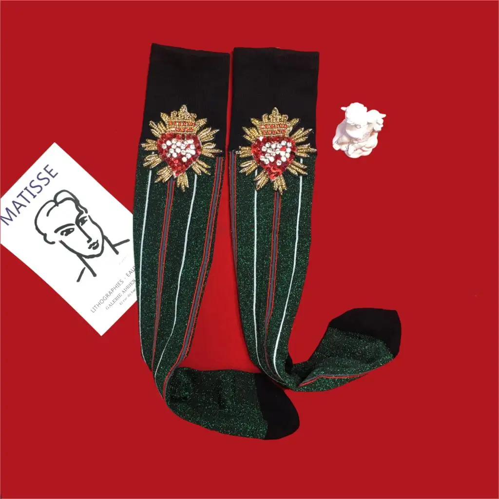 2020 Rushed New Pug Women Socks Sokken Calcetines Mujer Funny Original Personality Tide Brand Vertical Stripes Love Diamonds