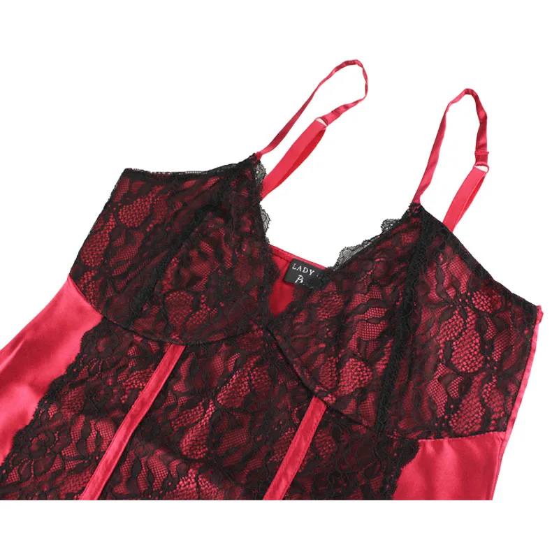 Пижама женская с треугольным вырезом сатиновая красная и черная | Женская одежда