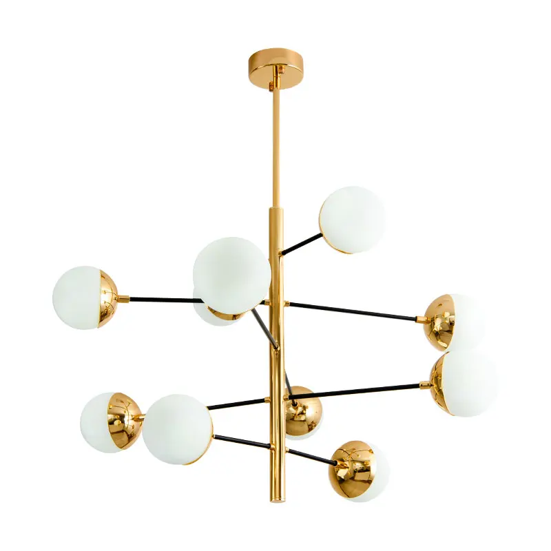 

Nordic bedroom Living LED Pendant Lamp Metal Lustre glass ball Chandelier Modern Hanging Chandelier For Dining Room
