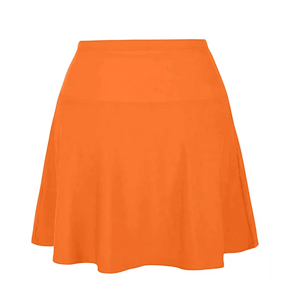 Orange Женский пикантный купальник для плавания бикини купальный костюм купальная Одежда Женская высокая талия купальный низ Спортивная танкини юбка с трусиками#5 - Цвет: Orange