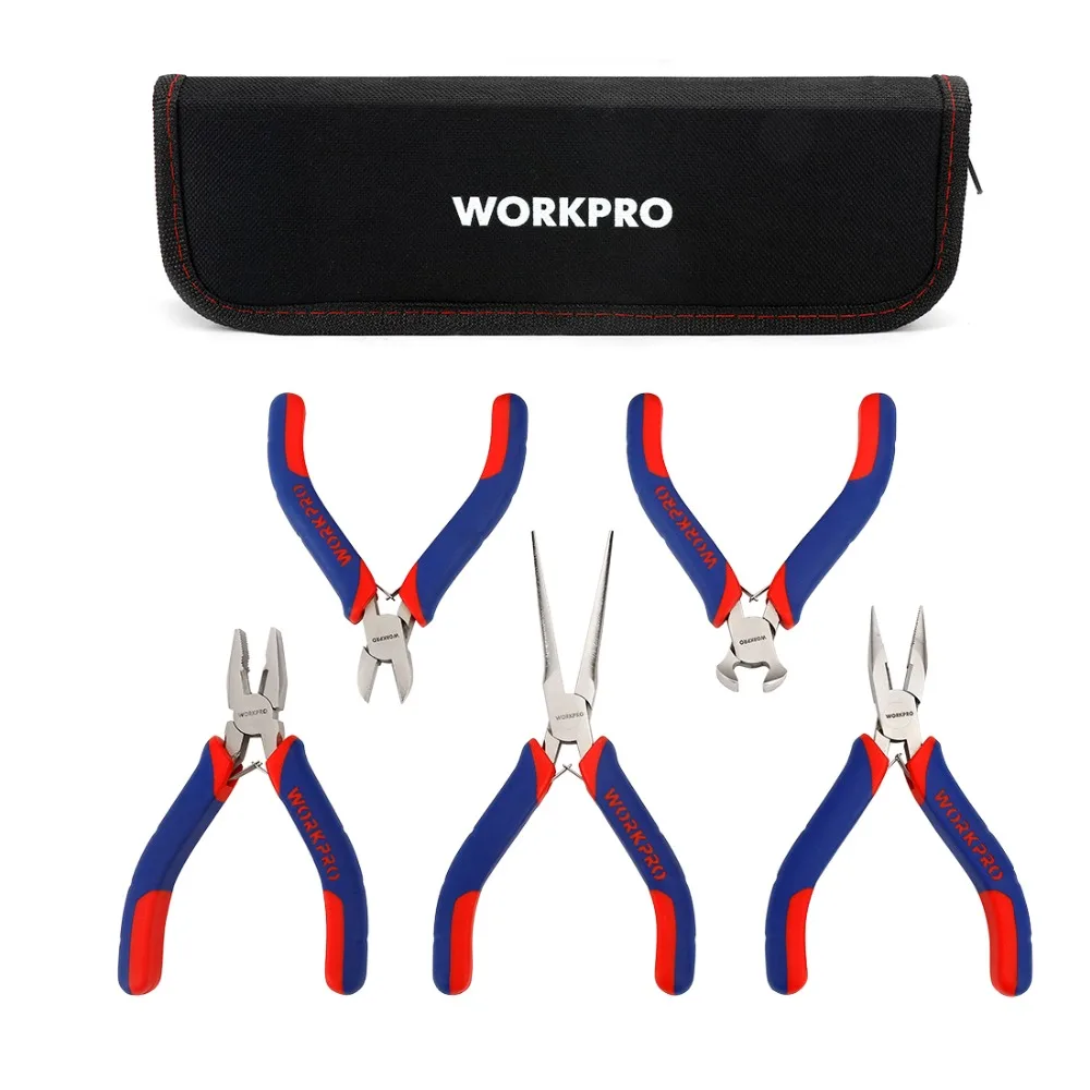 WORKPRO 5 шт. мини-плоскогубцы Ювелирные плоскогубцы диагностические плоскогубцы резак DIY Набор плоскогубцев
