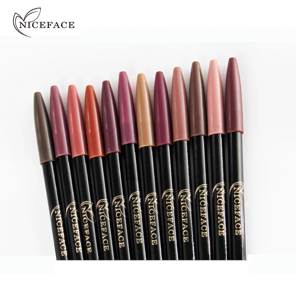 Niceface Pro 12 шт./компл. цвета водонепроницаемый карандаш для губ длинный-стойкий