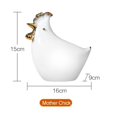 mother Chick Современный стиль животных Конструкции Золотой белый цыпленок фигурки дружественных мать с младенцами цыпленок статус керамическая гостиная домашний декор - Цвет: mother Chick