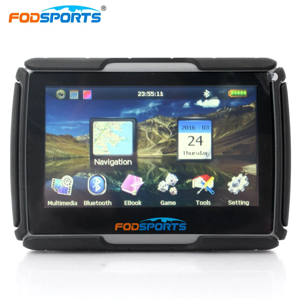 Fodsports 4,3 дюймов Автомобильный навигатор HD Bluetooth gps 8 Гб 256 Мб Водонепроницаемый IPX7 анти шок мотоцикл gps навигация бесплатные карты