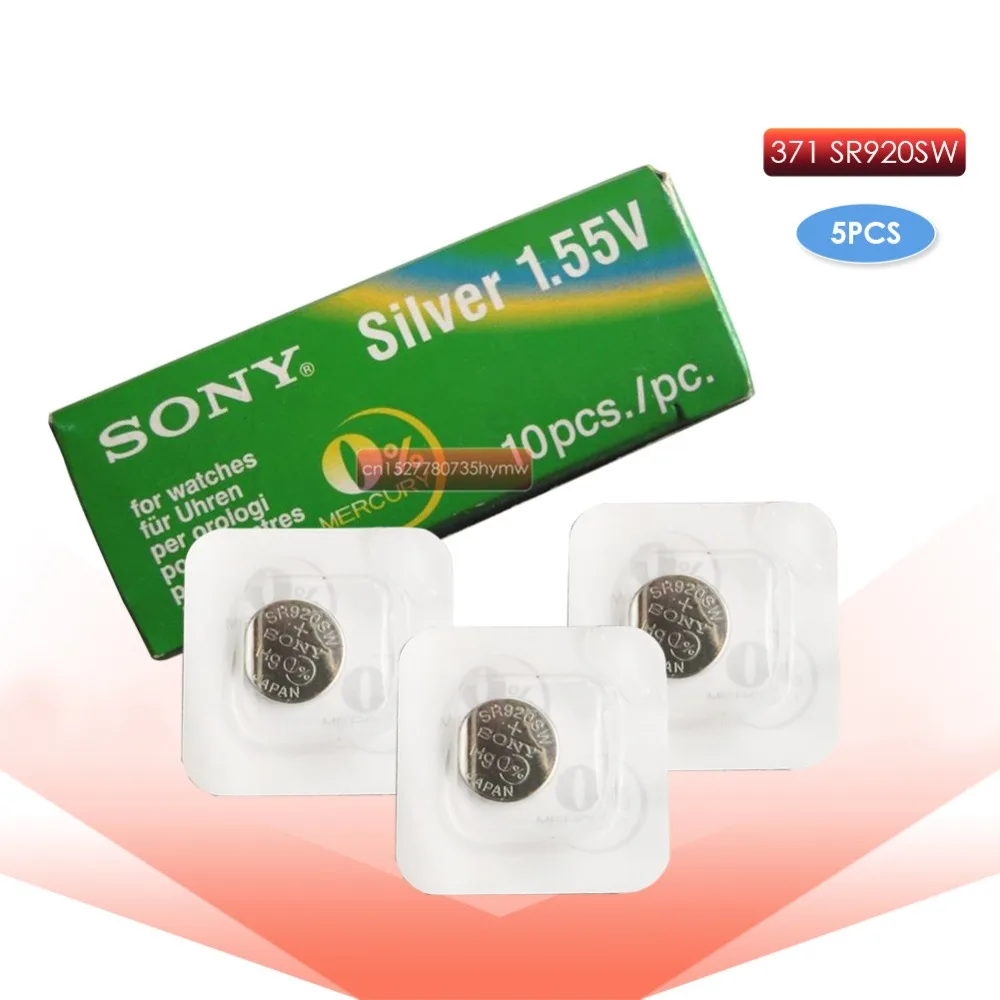 5 шт. sony 371 SR920SW 920 1,55 часы Батарея SR920SW 371 Кнопка монет MADE IN JAPAN