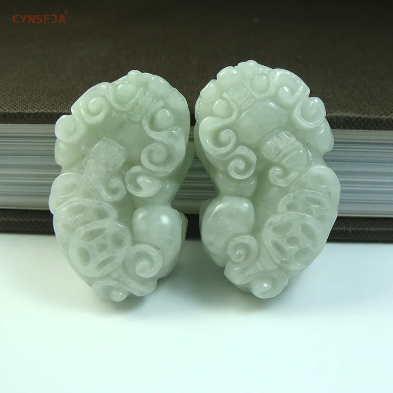 one Pairs Pixiu CYNSFJA настоящий Сертифицированный натуральный сорт бирманский жадеит ювелирные изделия амулет Pixiu Jade кулон резной Высокое качество лучшие подарки - Цвет камня: one Pairs Pixiu
