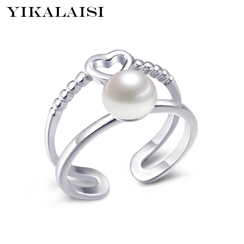 

YIKALAISI 925 Sterling Silver jewelry For office Women 100% natural freshwater Pearl jewelry 8-9mm pearl rings