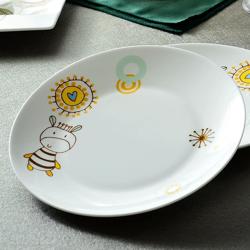 Столовые тарелки из костяного фарфора 8 дюймов милые с мультяшным дизайном