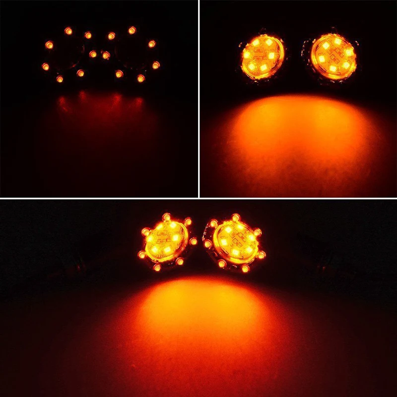 

4x Motorcycle Turn Signal Lights DC 12V LED Amber Lamp Rear Brake Light Indicator Replacement Accessories Waterproof Universal