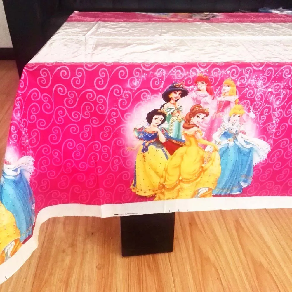 tablecloth Дисней Принцесса День Рождения украшения Поставки Дети Девочка одноразовая посуда скатерть тарелки чашки баннер детский набор для душа - Цвет: tablecloth