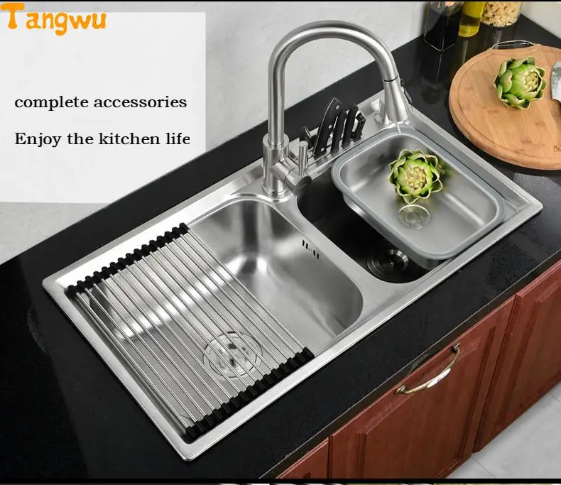 Кухонные раковины Tangwu Kitchen 304 из нержавеющей стали встраиваемая проволочная