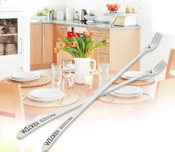 1 шт. столовые приборы из нержавеющей стали с длинной ручкой KX 215|fruit fork|dessert cake