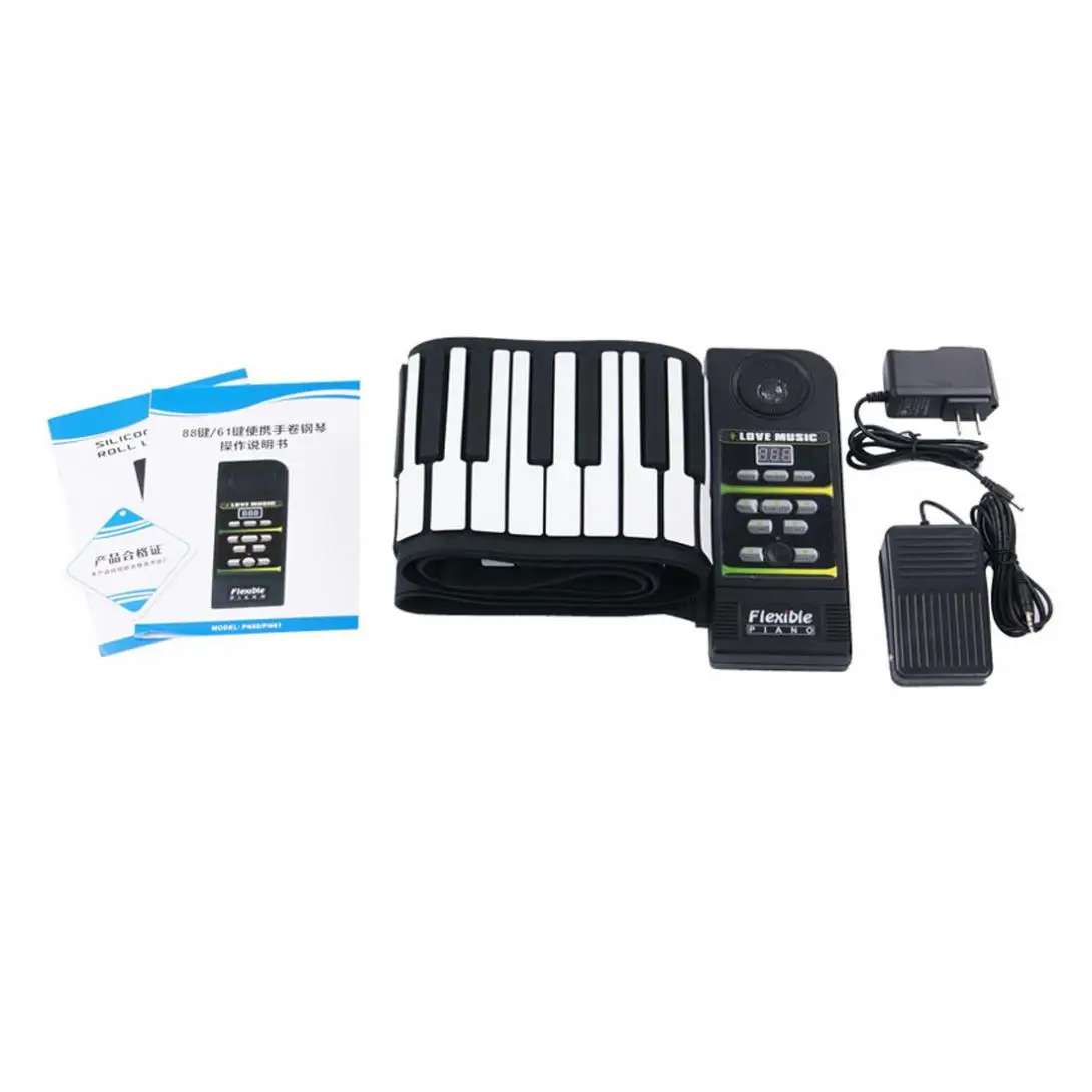 KONIX PN88S, 88 клавиш, 28 тонов, 100 ритмов, электронный, гибкий, складной, рулонный, для пианино, USB& MIDI порт, с динамиком для детей