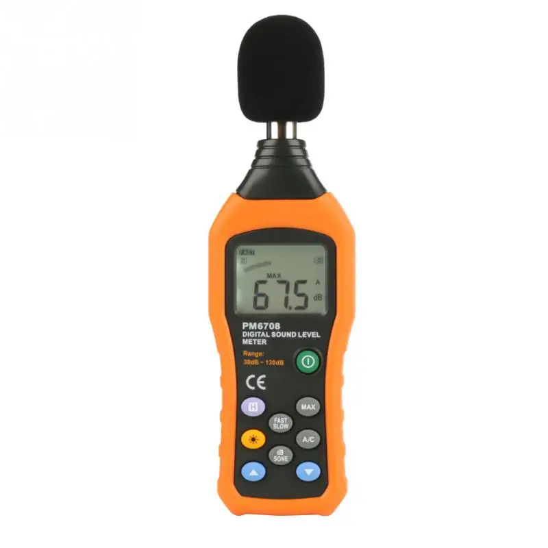 Цифровой измеритель уровня звука PEAKMETER PM6708 с ЖК дисплеем тестер шума 30 130