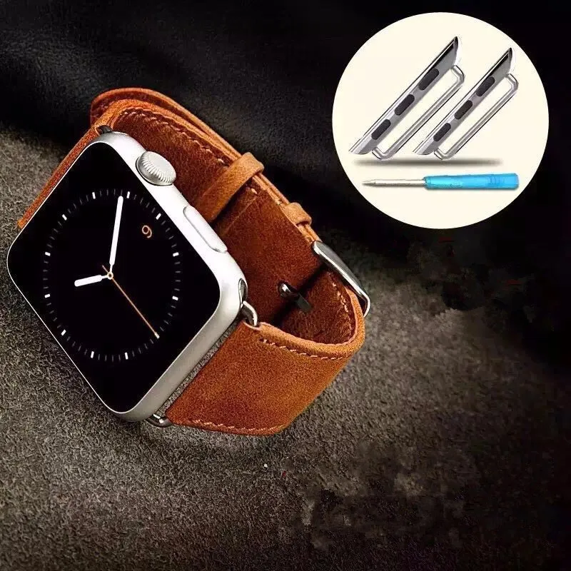 Ремешок из натуральной кожи для apple watch band apple watch 5 4 3 44 мм/40 мм 42 мм 38 мм crazy horse классическая металлическая застежка ремешок для часов