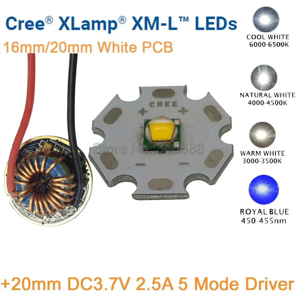 Светодиодный излучатель CREE XML XM L T6 10 Вт холодный белый нейтральный теплый высокая