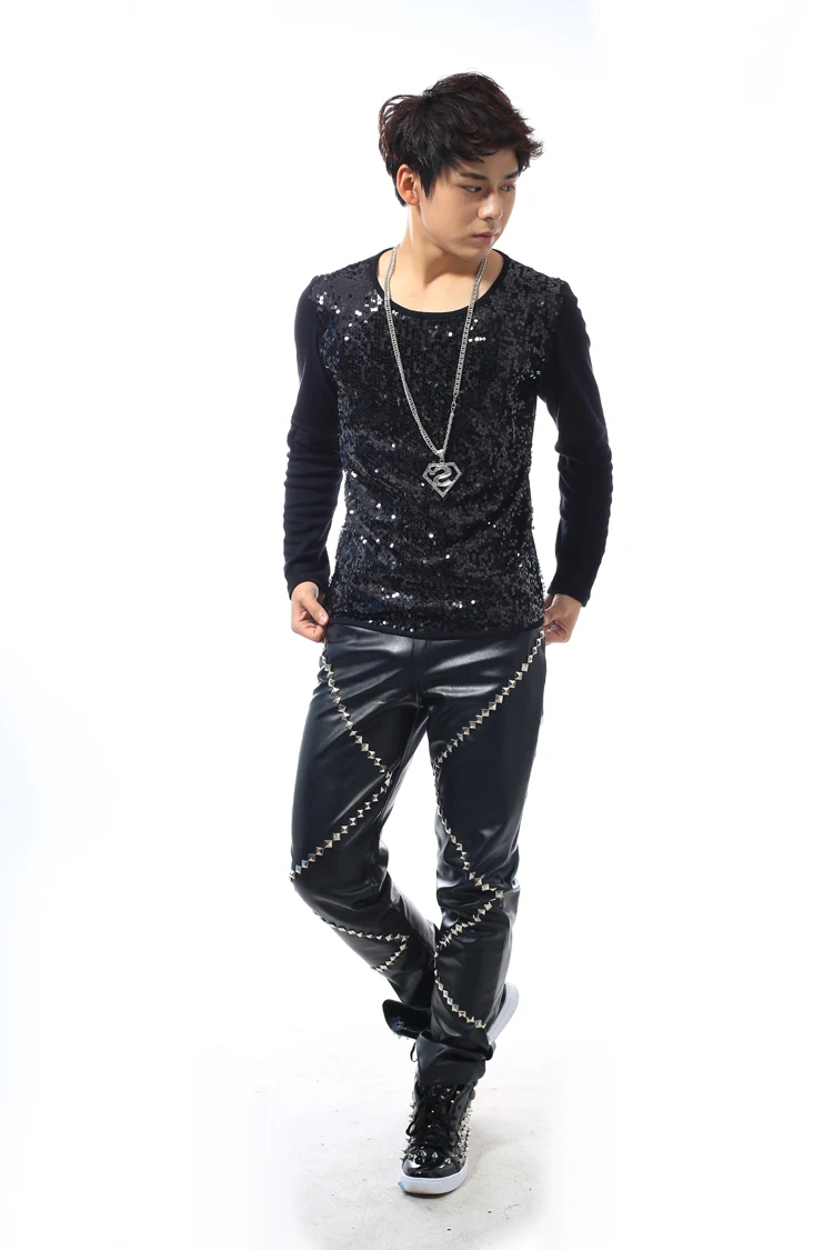 2016 ночной бар мужчины певец DJ сценический костюм в стиле хип-хоп тонкие брюки