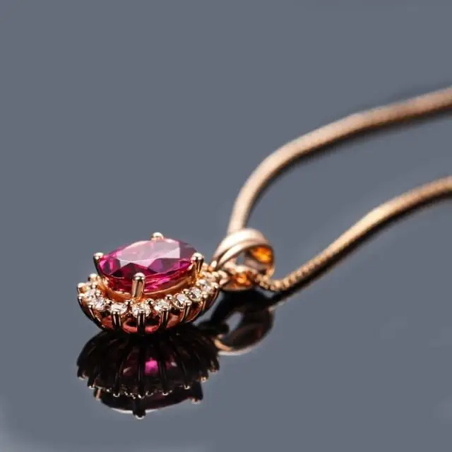 Женское Ожерелье из 18-каратного золота с красным турмалином и южноафриканскими