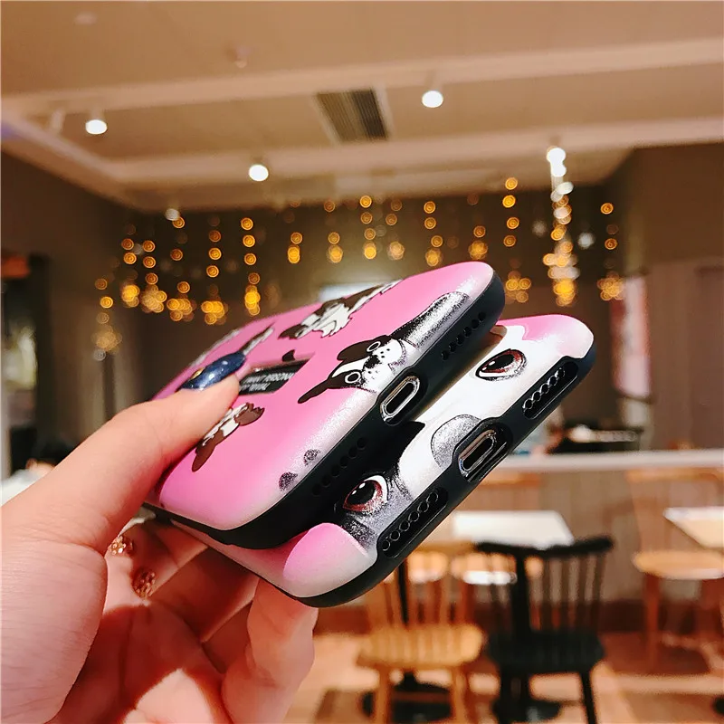 Cover For iPhone X Case Silicone 6 6S 7 8 Plus XR XS Max Cute Pink Stealth Bracket With Finger Ring Coque |