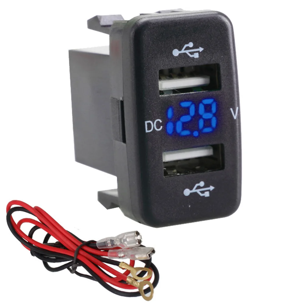 Blue 12 V-24 V Автомобильное зарядное устройство для сигарет розетка машинный 4.2A с двумя портами USB порт паз зарядного устройства гнездовой разъем питания вольтметра для Toyota Лидер продаж - Название цвета: Blue