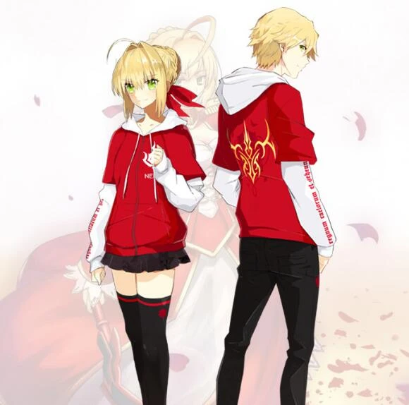 Fate/EXTRA аниме пальто Nero костюм для косплея куртка Saber Красная толстовка унисекс