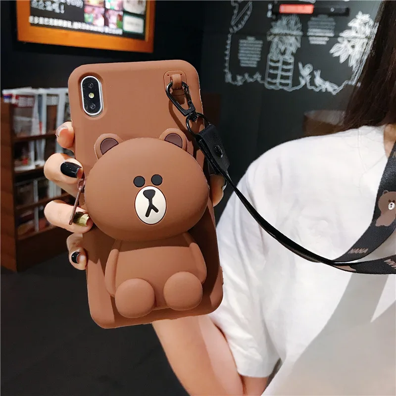 Милый Медведь Кролик утка мультфильм телефон чехол для iPhone 6 7 8 S Plus X XS XR XSMAX мягкий
