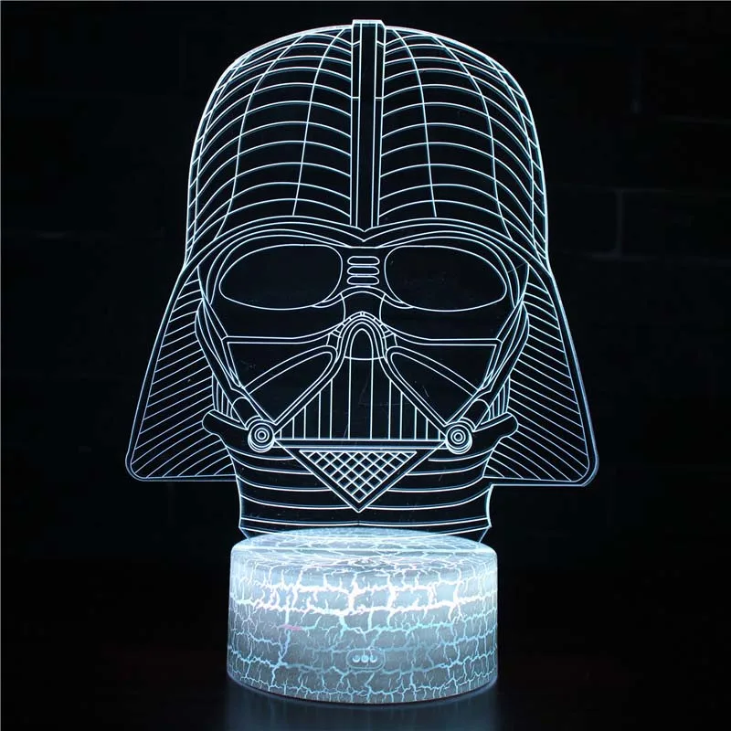 Звездная серия фигурка 3d иллюзия Лампа Дарт Вейдер BB8 R2D2 X-WING войны фигурка светодиодный Lmapen Дети Спящая Ночь игрушки с огоньками - Цвет: MY198-CRACK7