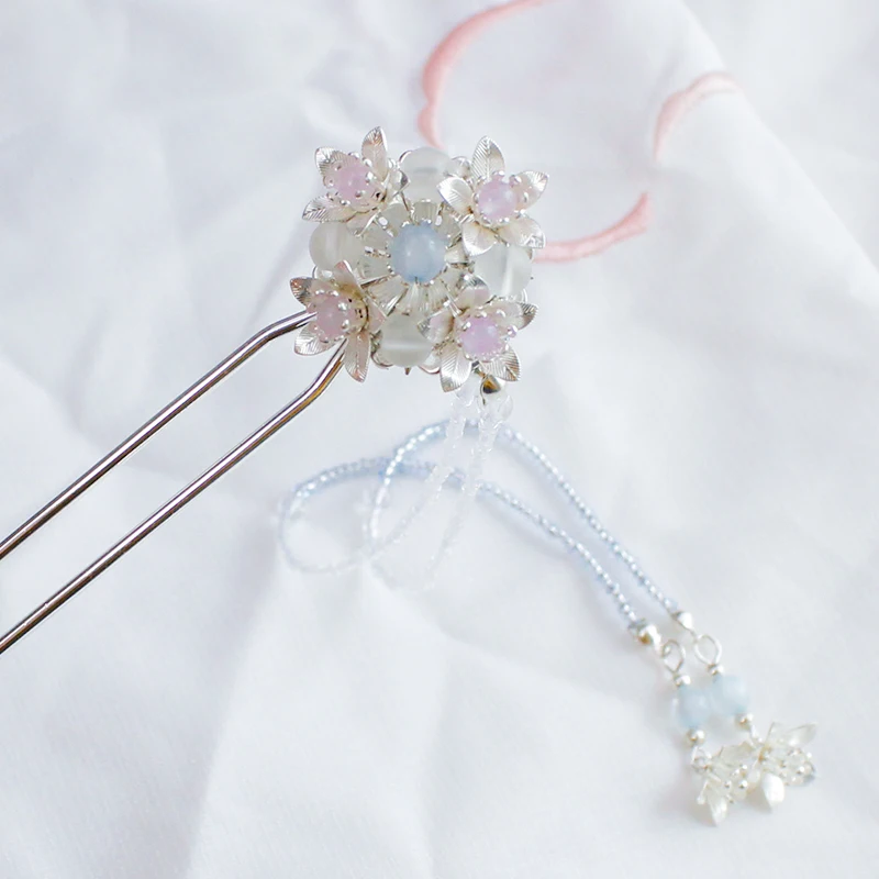 hairpin 1pc Китайские винтажные небесно-голубые заколки ручной работы, заколки для волос, аксессуары для волос, головные уборы для ханьфу кимоно, косплей, 1 шт - Цвет: hairpin 1pc
