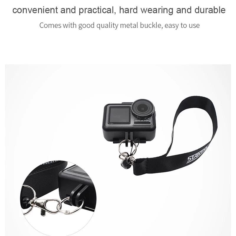 STARTRC DJI OSMO Action Neck Strap & Wrist Rope Protable lanyard For camera Accessories kit black/red Color | Электроника