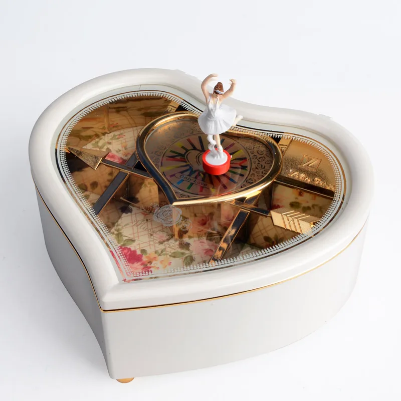 Музыкальная шкатулка для девочек в форме сердца Коробка танцев балерины подарок