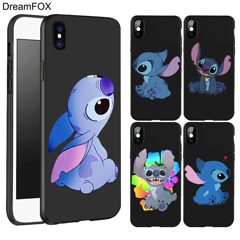 DREAMFOX L062 Lilo и Ститч Черный Мягкий ТПУ силиконовый чехол для Apple iPhone 11 Pro XR XS Max X 8 7 6 6S
