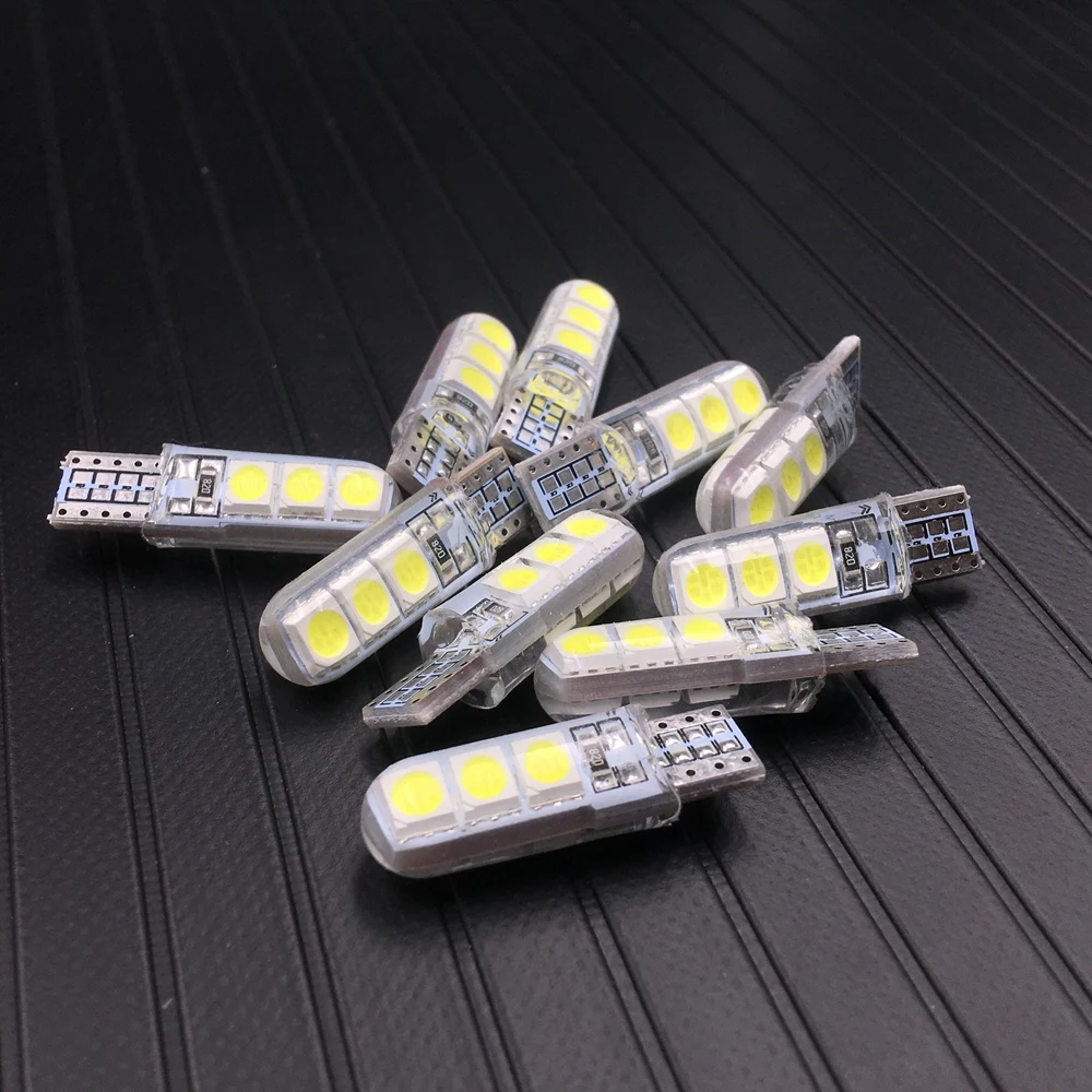 10 шт. T10 5050 6SMD светодиодный автомобильный светильник Canbus без ошибок ширина номерного знака задний фонарь сигнальная лампа красный желтый белый светильник s