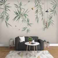 custom mural wallpaper bamboo flowers and birds ink bamboo hand painted background wall