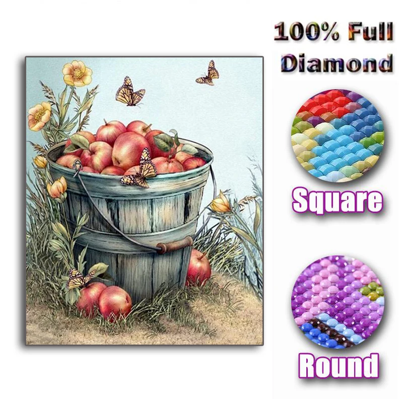 

Diamond Painting Cross Stitch"bird/Apple"5d Diamond mosaic Cross Stitch Full 3D Diamond Embroidery Fruits Kitchen Room decor