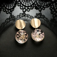 lh handmade dried flowers glass drop earrings for women 2018 fashion female earrings jewelry bohemia elegant statement earrings