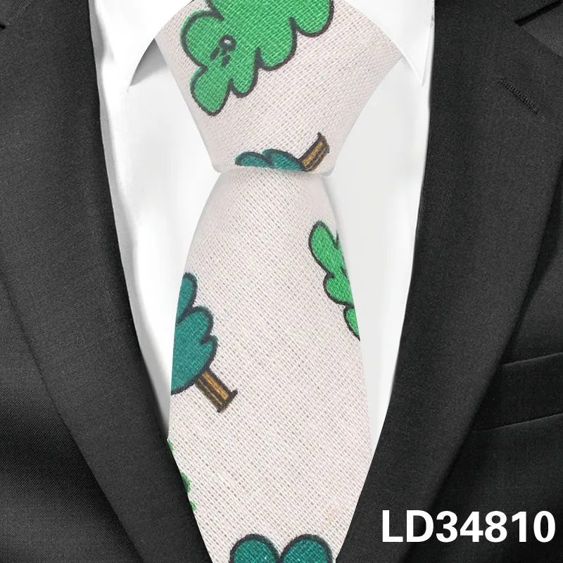 LD34810 Льняной хлопковый мультяшный галстук для мужчин и женщин для худой шеи галстук для свадьбы повседневные Галстуки с животными классические костюмы забавные тонкие галстуки - Цвет: LD34810