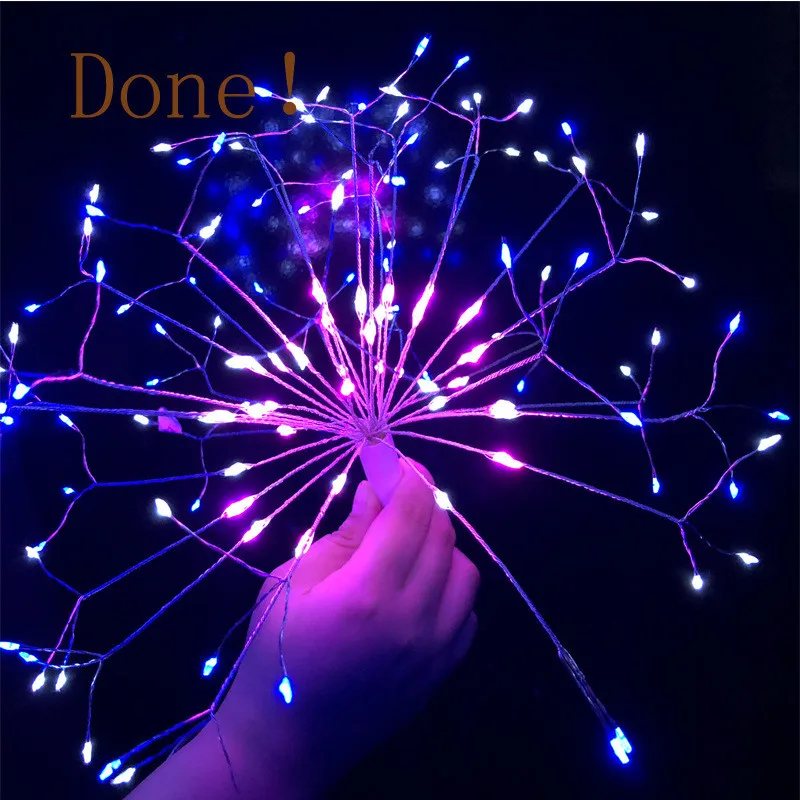 Подвесной светильник Starburst, 80 светодиодов, 120 светодиодов, RGB, DIY, фейерверк, медная гирлянда, Рождественский уличный светильник, мерцающий светильник